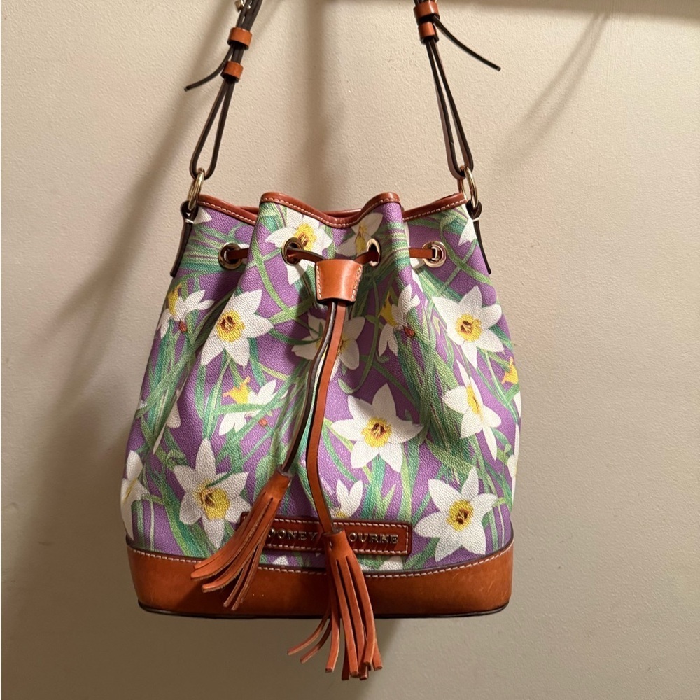 Dooney & Bourke Lavender Daffodil Botanical Collection Drawstring Purse - Picture 11 of 12